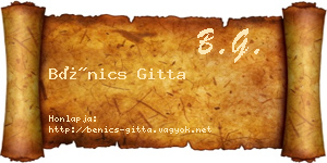 Bénics Gitta névjegykártya